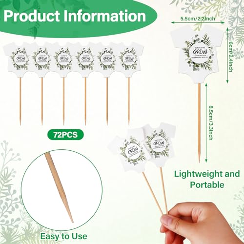 craftshou 145 Pcs Succulent Baby Shower Party Favor Include 1pcs Wooden Table Sign 72pcs Kraft Succulent Pots and 72pcs Small Succulent Tags for Baby Shower Party Favors Guest Gift, Green White Khaki by craftshou - Used condition - Image 4