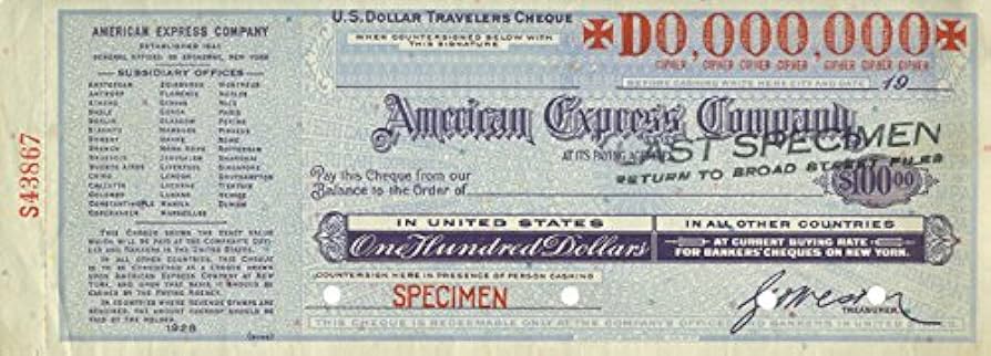Amazon.com: American Express Co. - Specimen Travelers Cheque