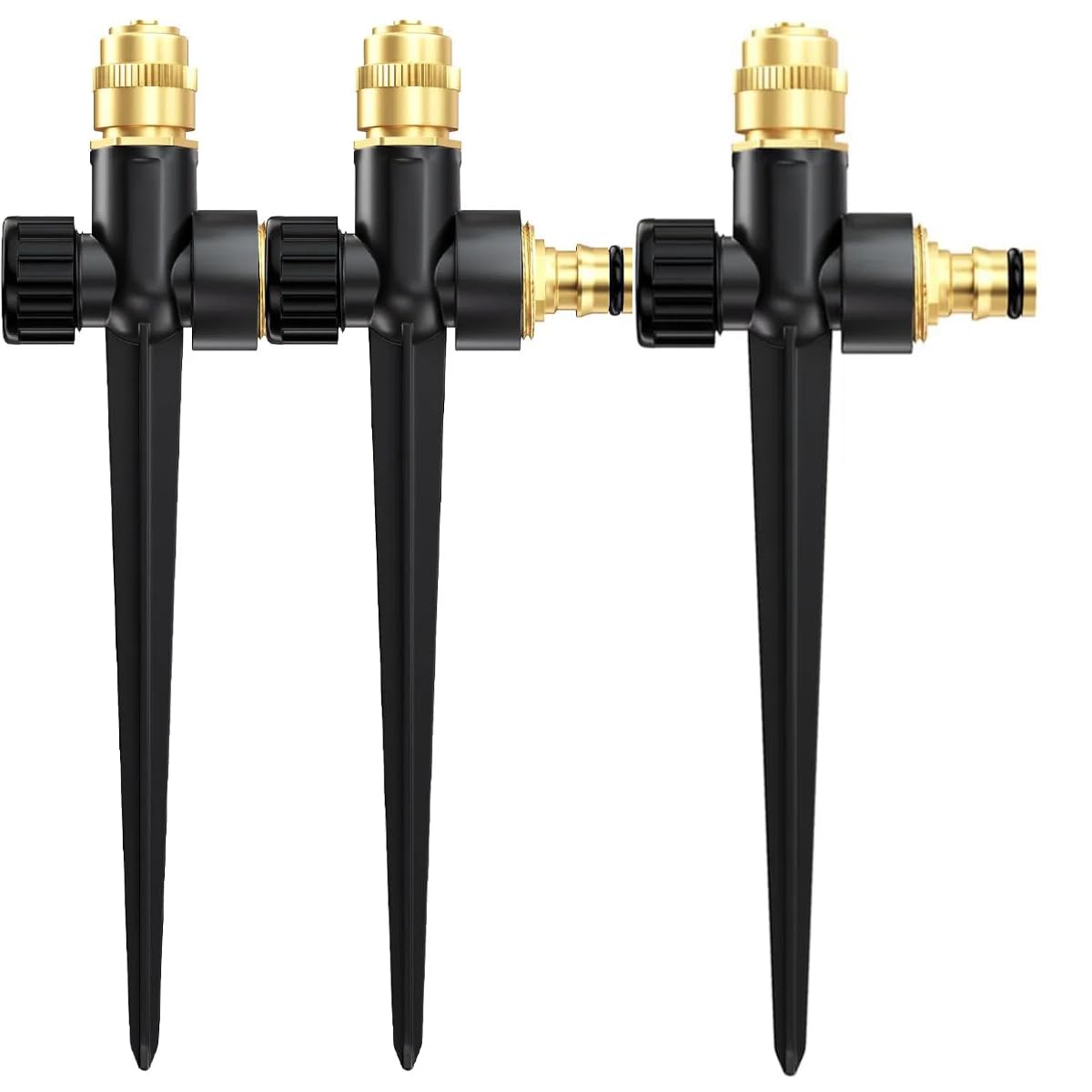 Metall-Rasensprinkler für Hof, 3 Stück, automatischer Garten-Wassersprinkler auf Spike-Basis, verstellbare Messingsprinklerdüse, 360 Grad, große Flächenabdeckung für Rasen, Gras, Terrasse
