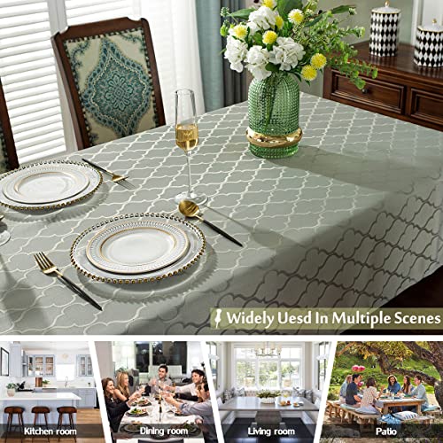 Sastybale Jacquard Tablecloth Rectangle Damask Fabric Table Cloth, Water Resistant & Wrinkle Free Polyester Table Cover For Kitchen Dining Tabletop Use (Rectangle/Oblong, 52" X 70" (4-6 Seats), Gray) #TOP4