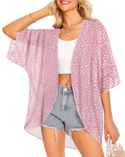 Image of Women Kimono Cardigans Casual Summer Tops Cover up Open Front Floral Print Resort Wear 2026