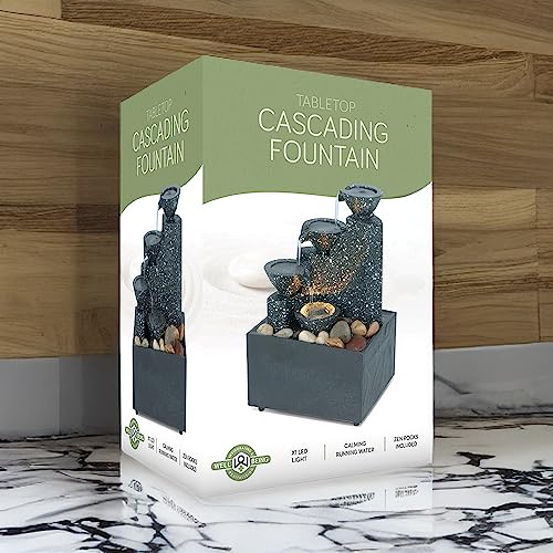 Well Being Tabletop Cascading Fountain Miniature Three Tier Bowl Water Feature, Multicolour - Image 2