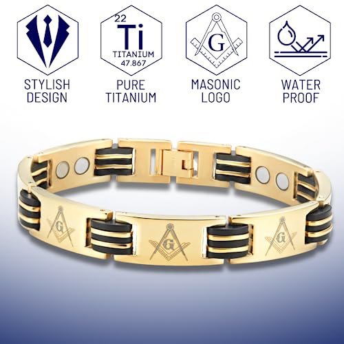 Masonicman Titanium Freemasonry Masonic Magnetic Bracelet With Adjusting Tool And Gift Box (Style 2) #TOP5