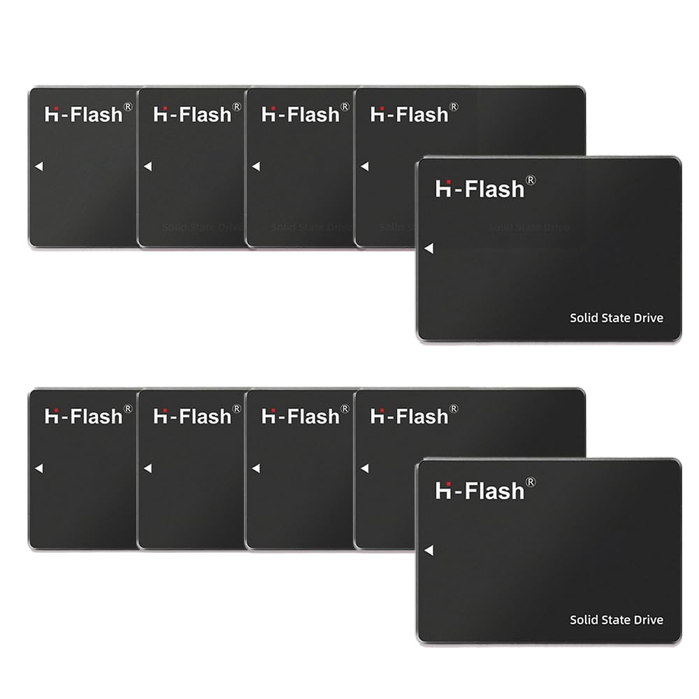 H-Flash 120GB SSD 10 Pack, 2.5'' SSD SATA III 6 Gb/s Internal Solid State Drive Up to 550 MB/s 3D TLC Cache for Laptop and PC Desktop Performance Boost (120GBx10, 2.5 inch)