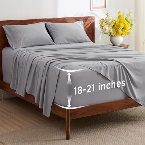 Bedsure Deep Pocket Queen Sheets Set - Fits Mattresses Up to 21 I...