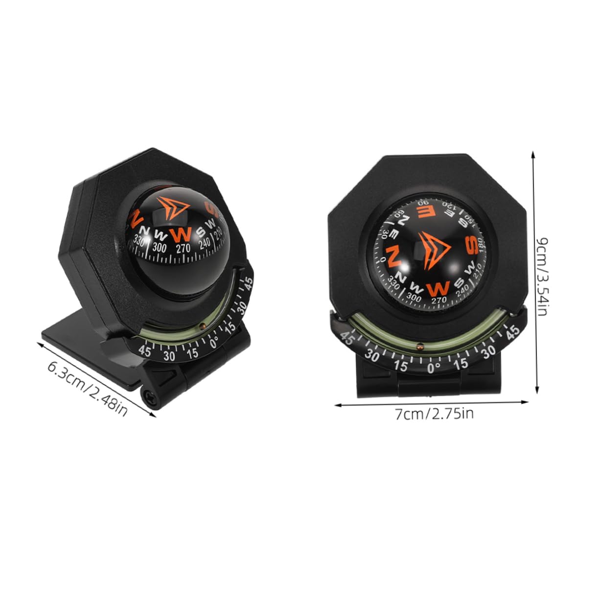 Beatifufu Vehicle Compass Dashboard Compact Car Compass with Inclinometer Essential for Safe Driving and Navigation