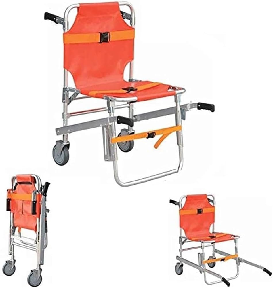 Emergency Stair Chair with Restraint Straps Ambulance Medical Lift with 4 Wheels Folding Ambulance Chair Folding Stretcher