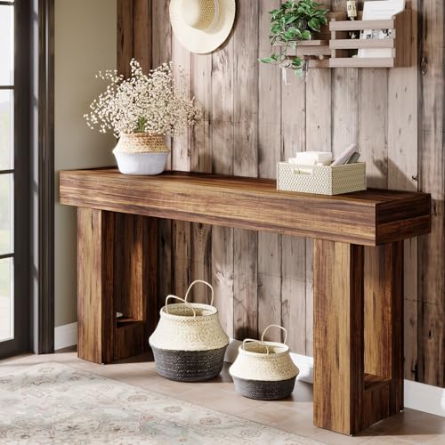 Tribesigns JW0909 Farmhouse Console Table, 63-Inch Long Narrow Sofa Table Behind The Couch, Wooden Rectangular Entryway Table For Entrance, Hallway, Living Room, Rustic Brown thumb #3