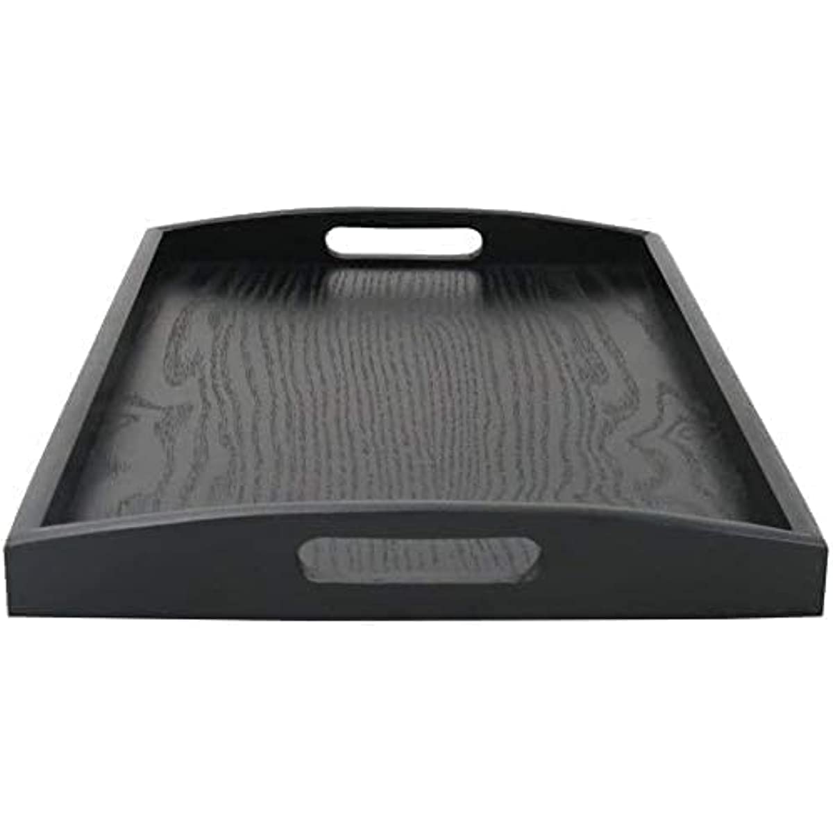Grande vassoio rettangolare in legno con grande manico in legno nero (45 x 35 cm)