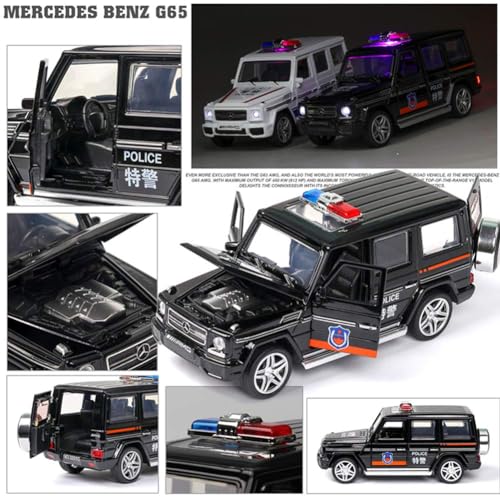 Image of 1:32 Scale Mercedes AMG G65 Police Model Diecast Metal Pullback Toy car with Openable Doors & Light, Music Boys car for Kids Best Toys Gifts Toys for Kids (RENDOM Color)
