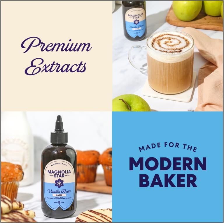 Magnolia Star Vanilla Bean Paste, 16 oz (2 Ct), Madagascar Bourbon Vanilla Beans, Vanilla Paste for Baking, Squeeze Bottle, Non-GMO, Vegan, Gluten-Free, Kosher