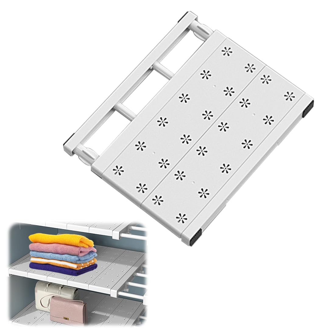 Verstellbare Einlegeböden für Schrank, Erweiterbares Schrankregal, Nagelfrei Teleskop Regaltrenner für Küche, Badezimmer, Regale für Kleiderschrank (35cm Weit, Verstellbare Länge 30-45cm)
