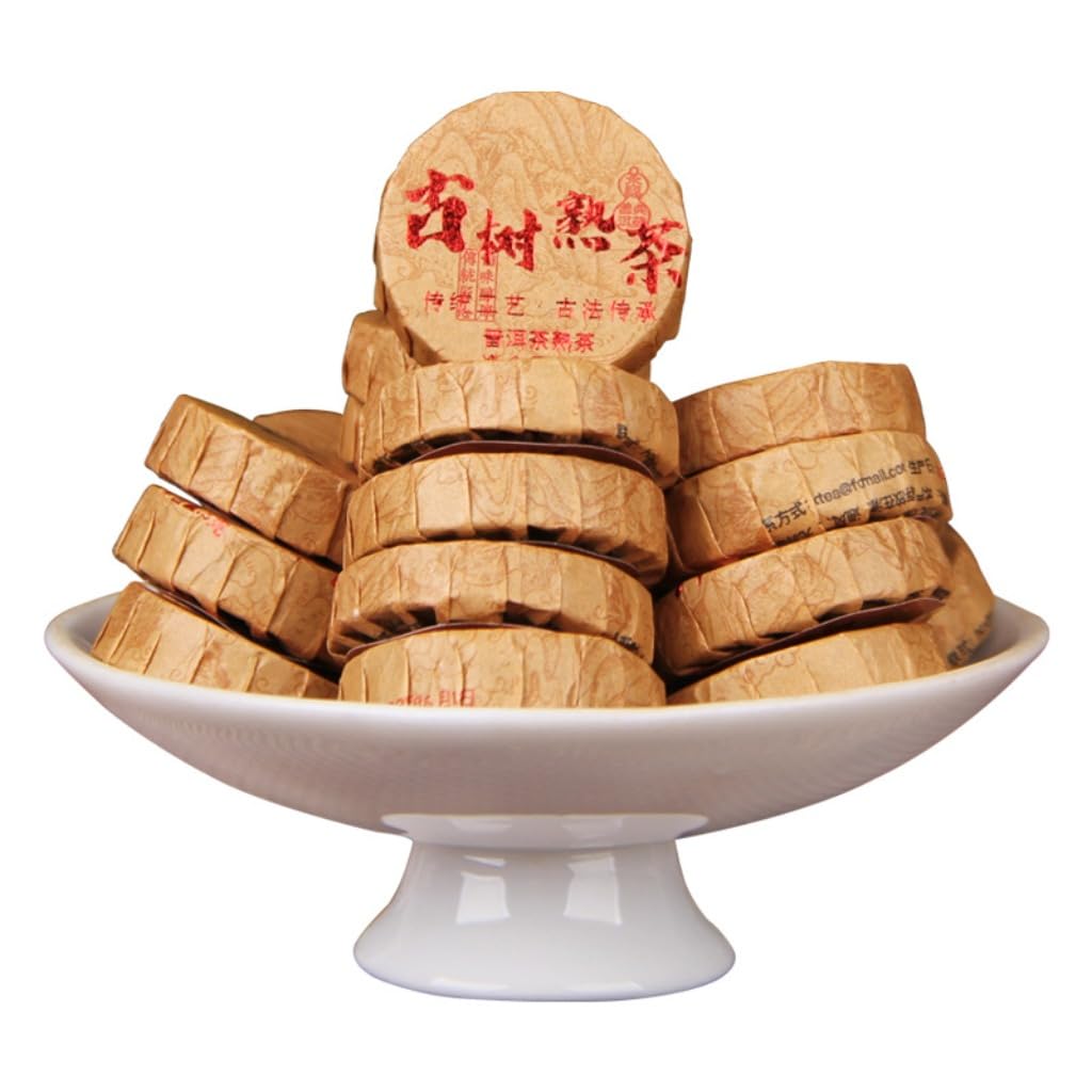 Urtempelte Reife Pu-erh Mini-Tee-Kuchen | Einzeln Verpackt | Komprimiert Tee | Infusion Für Das Tägliche Getränk (500g / 17,64oz)
