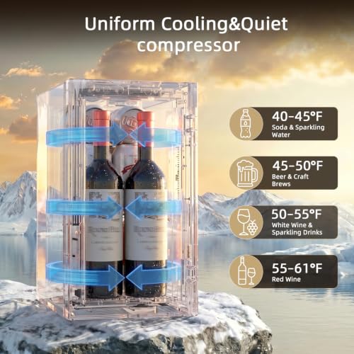 Image of Antarctic Star Wine Cooler, 0.4 Cu. Ft. Portable Mini Wine fridge | Electronic Temp Control, 40-61F Adjust Temp, Glass Door, Counter-top Drink Fridge for Bedroom, Dorm, Office, Bar & Kitchen