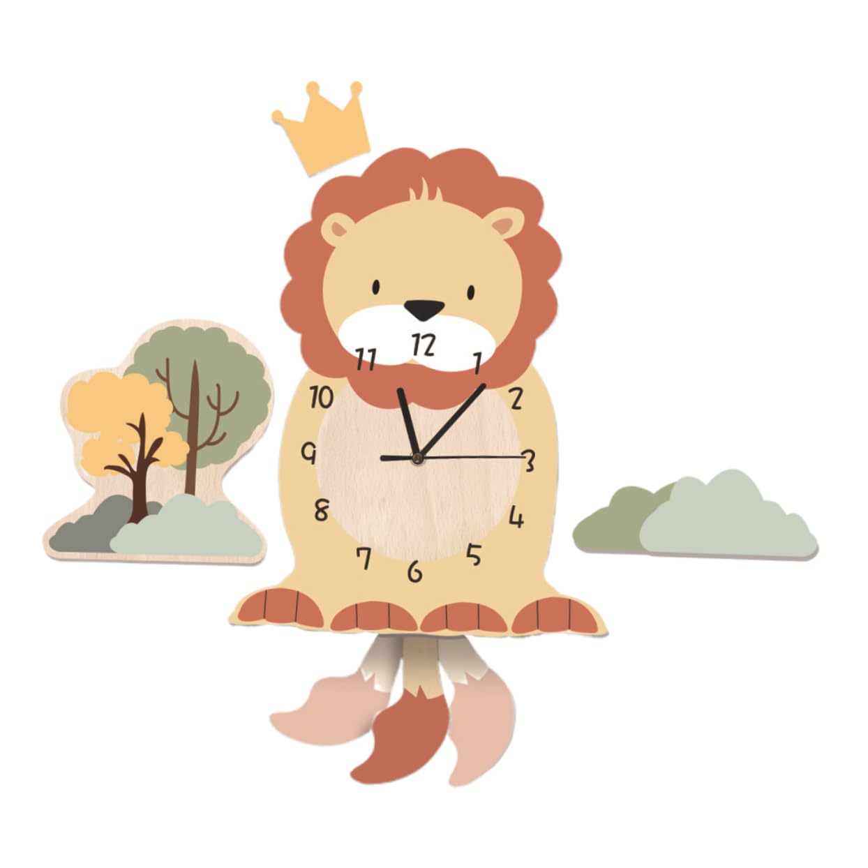 Horloge Murale Lion Idéale pour Chambre d'Enfant Éveillé