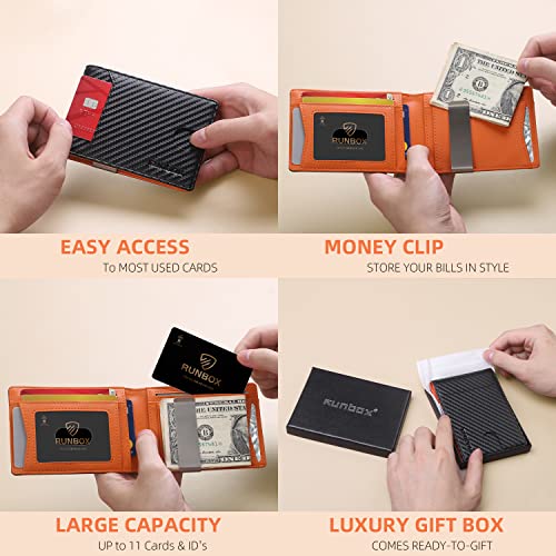 Runbox Slim Wallets For Men - Leather Money Clip Mens Wallet - Rfid Blocking Front Pocket Bifold Wallet - Minimalist Credit Card Holder With Gift Box #TOP6