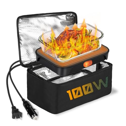Qrastlu Portable Oven 100W Food Warmer, 12V/24V/110V Electric Lunch Box Food...