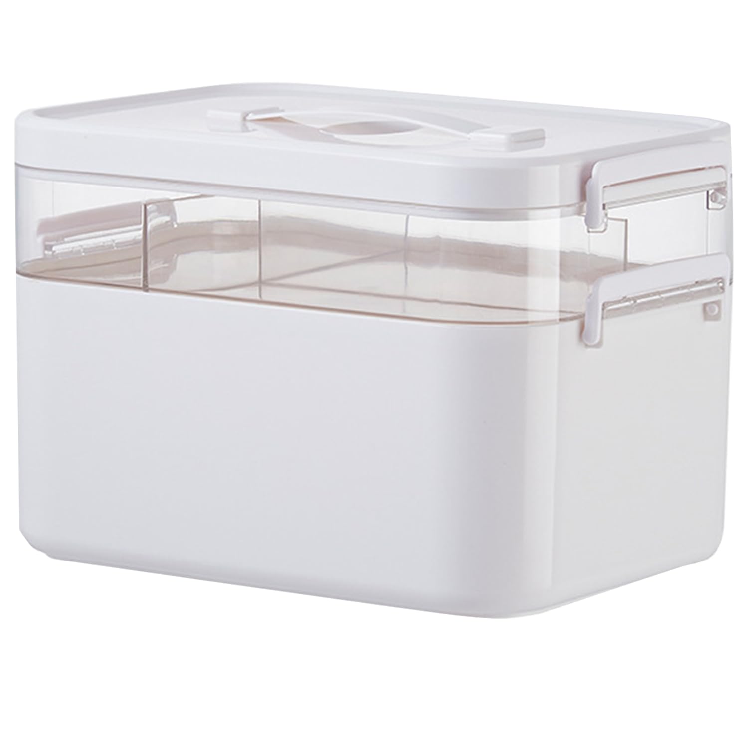 Medicine Storage Box, Double Layers Multi Grid Organiser With Lid, Portable First Aid Cabinet for Home, School, Office (L)