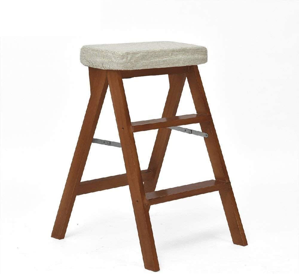 ZGYOZMNG Wooden Step Stool,Kitchen High Stool - Folding Chair Multifunctional Simple Chair Adult Bench Home Stool Solid Wood Step Stool Footstool Step stool (Grey)