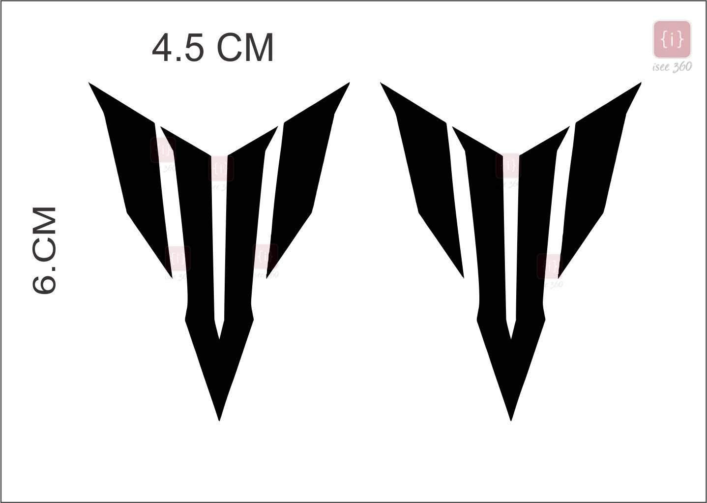 ISEE 360® Jet Racing Stickers Compatible for Yamaha bike Mudgard Side tank Vinyl Black Decals L x H 4.5 Cm x 6.00 Cm pack of 2