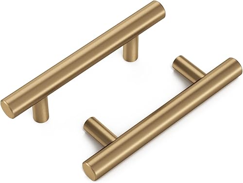 Miniatura 1 de Haliwu Paquete de 10 tiradores de gabinete, tiradores de gabinete de bronce champán, manijas de gabinete de latón antiguo de 4 pulgadas, manijas de
