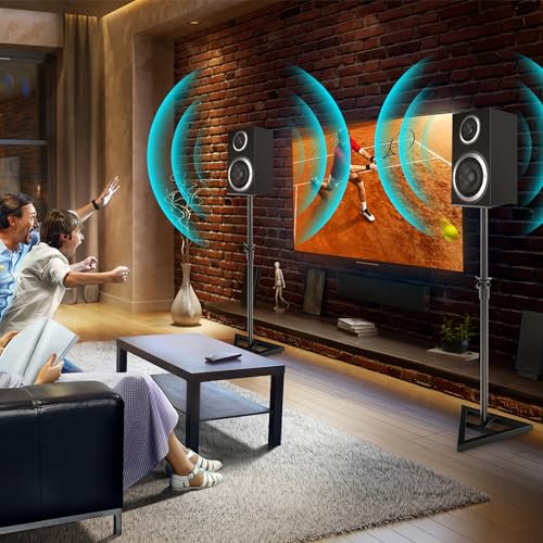 KOMFOTTEU Lot de 2 Supports d'Enceintes, Hauteur réglables : 97 à 157 cm – vue 2