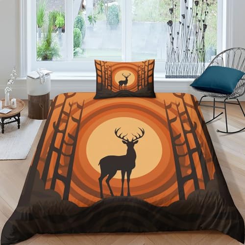 Funda nórdica de ciervo 3D en microfibra suave con dos fundas de almohada para cama 90 2