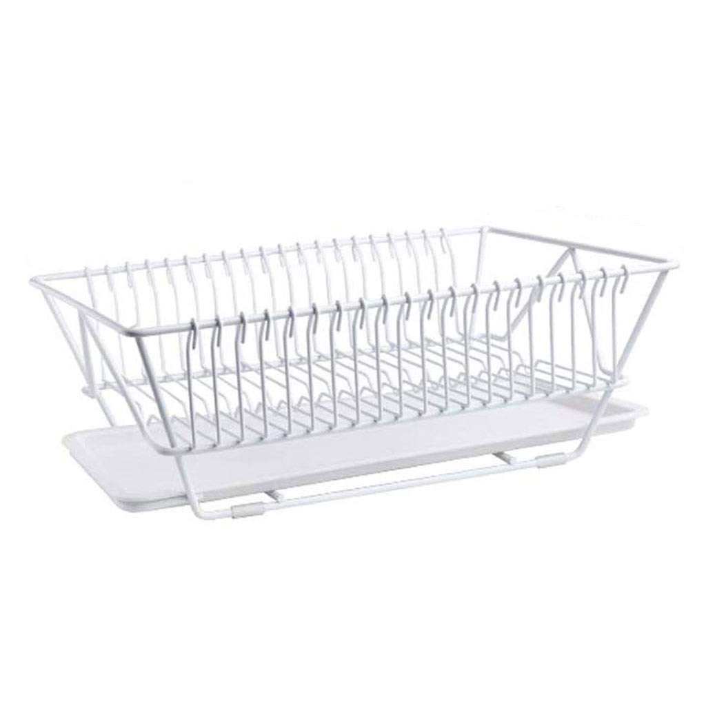 Escurreplatos de Acero Inoxidable para Cocina, Color Blanco, Duradero, Ahorra Espacio, diseño Moderno Ajustable, secar Platos y Utensilios, fácil de Limpiar, Resistente a la ox