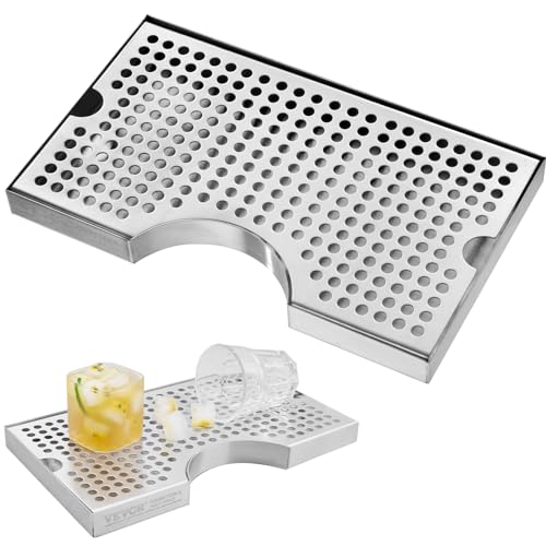 VEVOR Plateau Égouttoir pour Colonne à Bière 30x18x2,5 cm, Plateau d'Égouttement en Inox 304 avec 4 Coussinets en Caoutchouc Antidérapants et Couvercle...