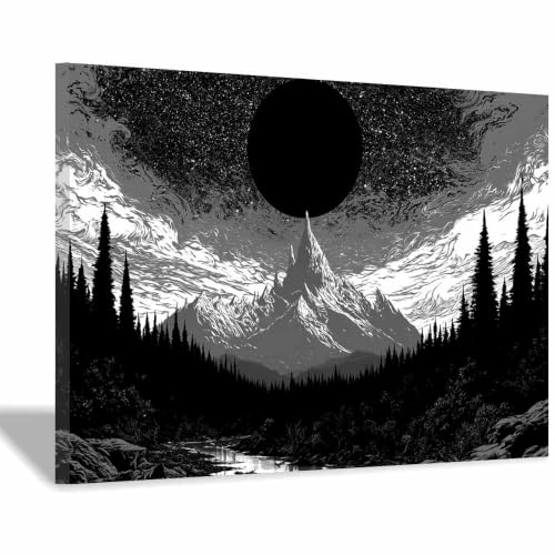Affiche noir et blanc Éclipse HOQIU cadre déco murale salon chambre moderne 20x30cm