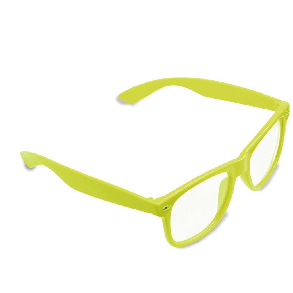 GAPlus Stylish Neon Geek Glasses Festival Fun Party wear 80's Coloured Fancy Dress Costume (Yellow), 16 Years