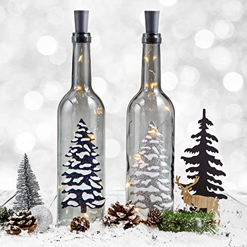 HOMMAX Weihnachtsdekoration Glasflaschenlichter, Weinflaschenlichter, beleuchtete Flaschen, Weihnachtsdekoration, Glasflaschenlicht, dekorativ für Tischdekoration, Festtagsfeier, 2 Stück Cover