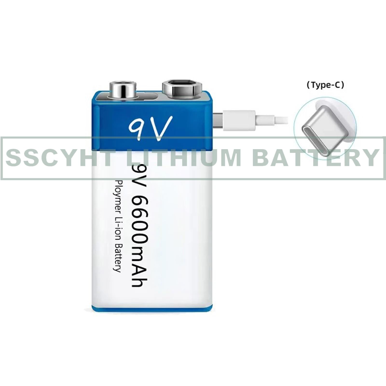 Batería Litio Recargable 9V Batería Iones Litio Alta Capacidad 9V 6600mAh con Cable Carga USB para Alarmas Humo/multímetros/micrófonos/Juguetes Batería Respaldo,3pcs 9v6600mah