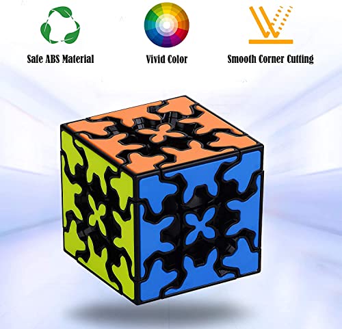 Image of D ETERNAL QiYi Gear 3x3 (Tiled) Black Speed Magic Cube Puzzle Twist Puzzle Toy (3 Layer Gear Cube)