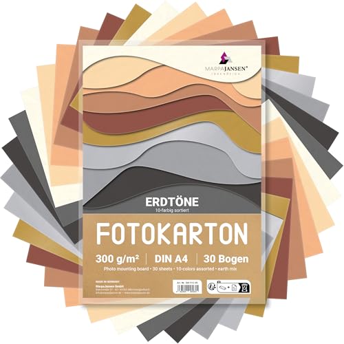 MarpaJansen Fotokarton 10 Erdtonfarben, DIN A4, 30 Bogen, 300g/qm