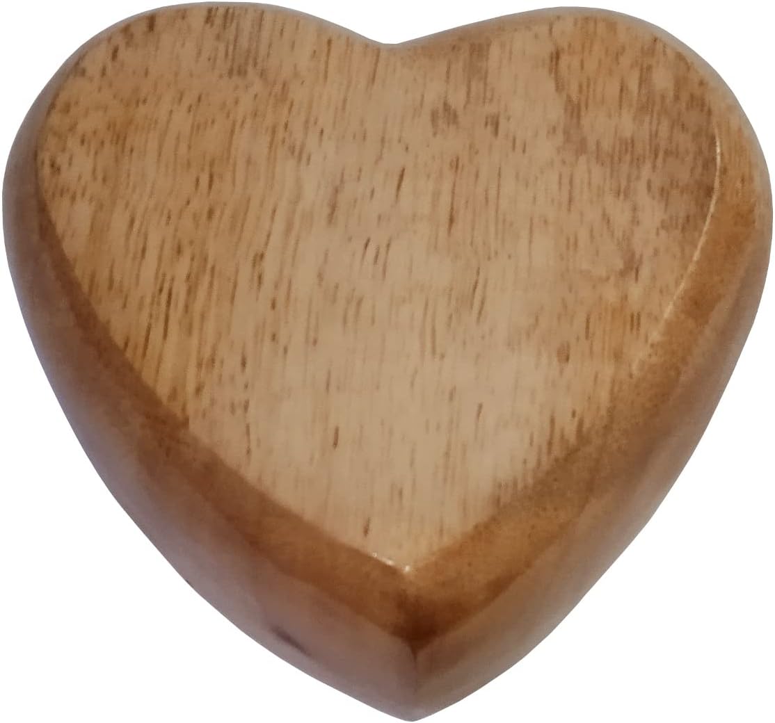 Purpledip Wooden Urn for Ashes: Heart Shape Box for Loved Ones Cremation Burial (12632)