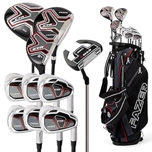 Fazer CTRX By American Golf, Golf Clubs Set with Bag, Driver, Fairway Wood, Hybrid, Oversize Irons, Mallet Putter – All-Weather Grips, Carry Bag – For Beginners & Experienced Players