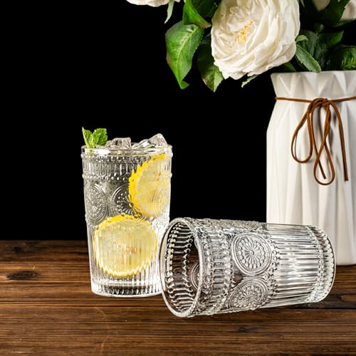 Highball Glasses Set of 4, 10.5 OZ Sunflower Drinking Glasses, Lead-Free Crystal Cocktail Glasses, Water Glasses for Juice, Cocktails, Wine, Iced Tea, Mojitos Glassware Set - Image 6