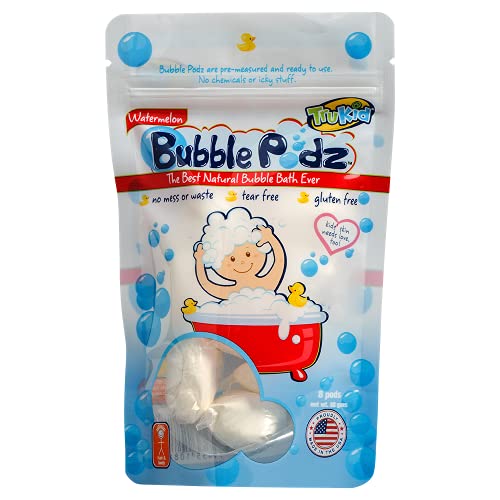 TruKid Bubble Podz for Baby, Refreshing Bubble Bath for Sensitive & Soft Silky Skin, pH Balanced for Eye Sensitivity, Enriched with Watermelon, Watermelon Scented, All Natural Ingredients (8 Podz)