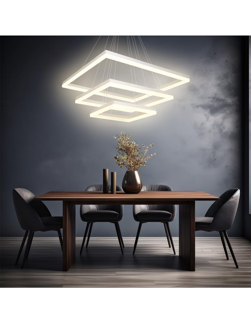 Arcadia Lampadario Led Soffitto a Sospensione Moderno con Luce Calda e Fredda Dimmerabile, Telecomando e App per Cellulare - Lampadario Camera da Letto, Soggiorno, Cucina e Cameretta - 5500 LM 60 Cm