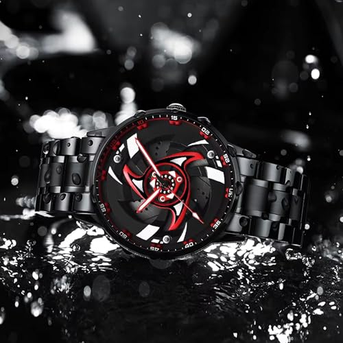 Image of GOLDENIZE FASHION Branded Men's Sport Quartz Watch Arrow Wheel Dial 360 Rotating Casual Fashion Stainless Steel Alloy Mens & Boy's Luxury Metal Gift Creative Watch