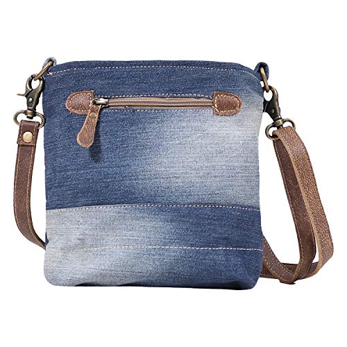 Myra Bag womens Star Denim Upcycled Canvas Cotton & Leather Shoulder Bag S-16273
