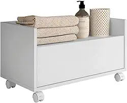 Gabinete Balcão Banheiro 80 cm c/Rodízios Multimóveis Branco