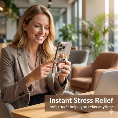 ZENQARI 4 Stück Türstopper Sticker aus Gummi & PVC – Braune Shiba Inu Hundekopf Aufkleber als lustiger Türanschlag und Handy-Sticker für Zuhause