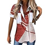 Womens Easter Shirt Button Down Shirt for Women Floral Printed Short Sleeve Tunic Blouses Summer...