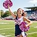 12 Pcs Rose Red Metallic Cheerleading Pom Poms, 12Inch Cheerleader Pompoms with Baton Handle, Cheerleading Flower Ball for School Team Sports Games Dance Cheering Cheer Pom Poms for Kids Adults