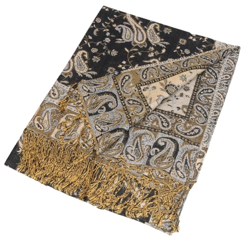 Women Paisley Pashmina Shawl Wrap Colorful Pattern Rave Winter Oversized Scarf4