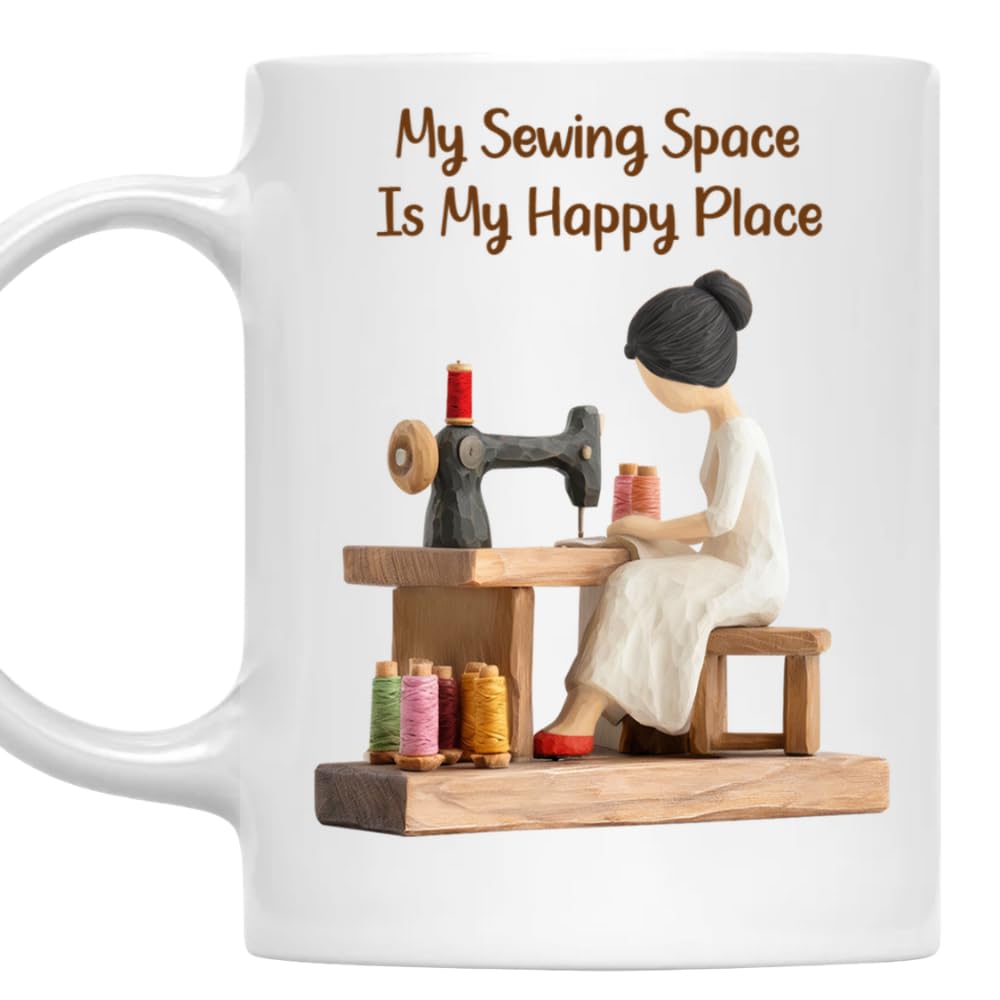 My Sewing Space Is My Happy Place My Sewing Space Is My Happy Place Custom Ceramic Coffee Mug