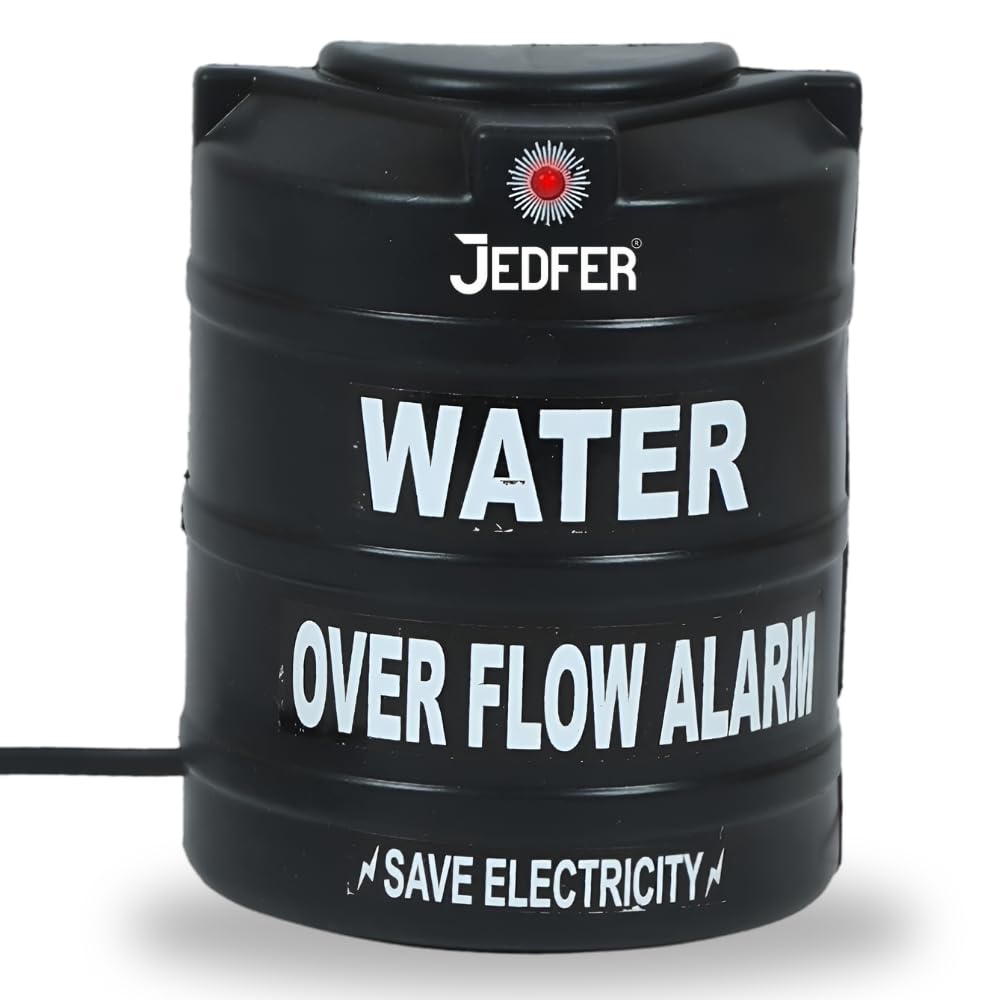 JEDFER Water Tank Overflow Alarm Siren with Loud Human Voice Sound with Wired Sensor Security System Water Bell, Standard Size, Black Colour, Water Tank Overflow Alarm (Pack of 1)-image-8