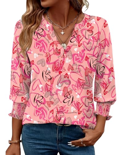 LOMON Women's 2026 Fashion Tops 3/4 Length Sleeve Business Casual Blouses Summer Tees Shirts